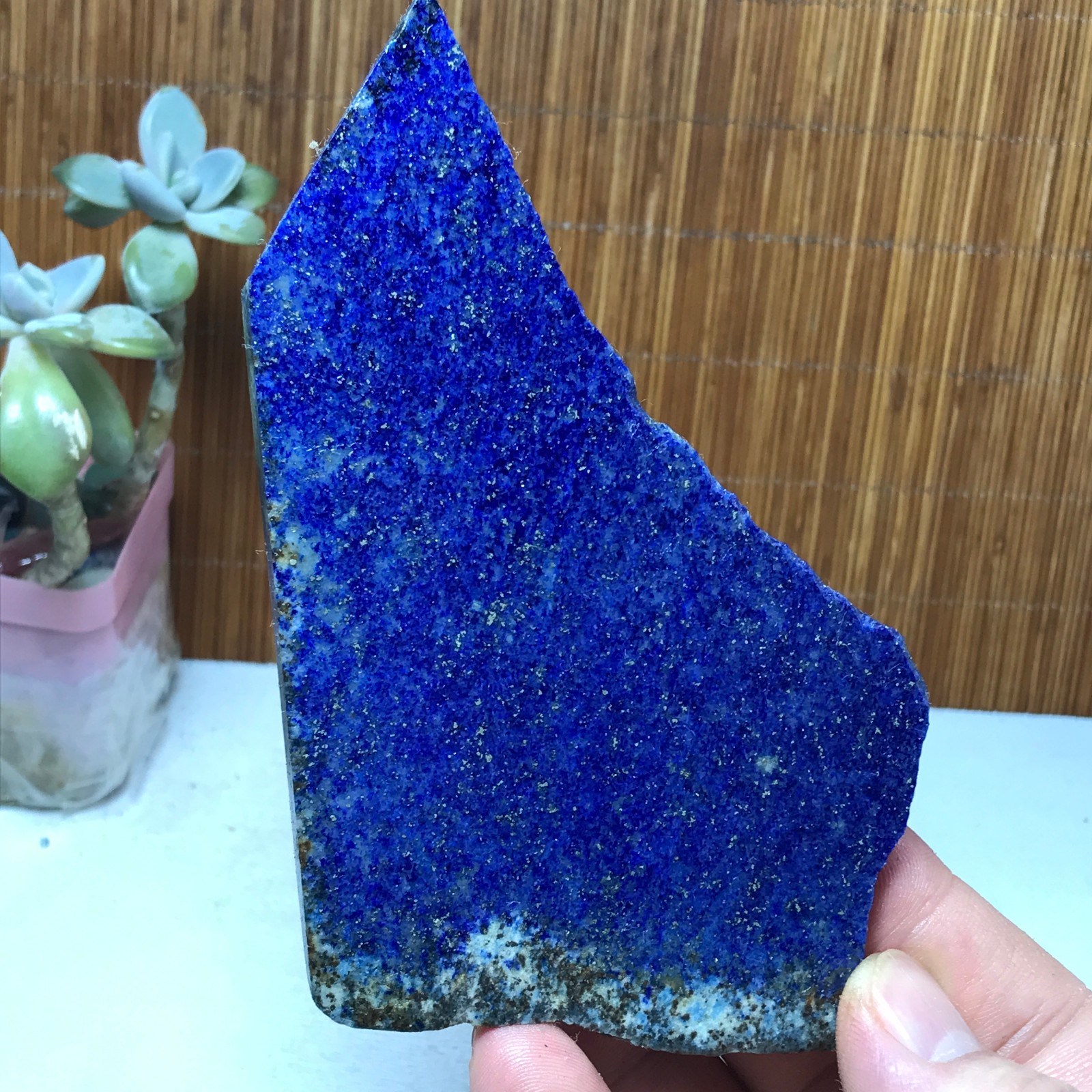118-79-6mm Natural Lapis lazuli slice Crystal gemstone Polish/rough 104g A2860
