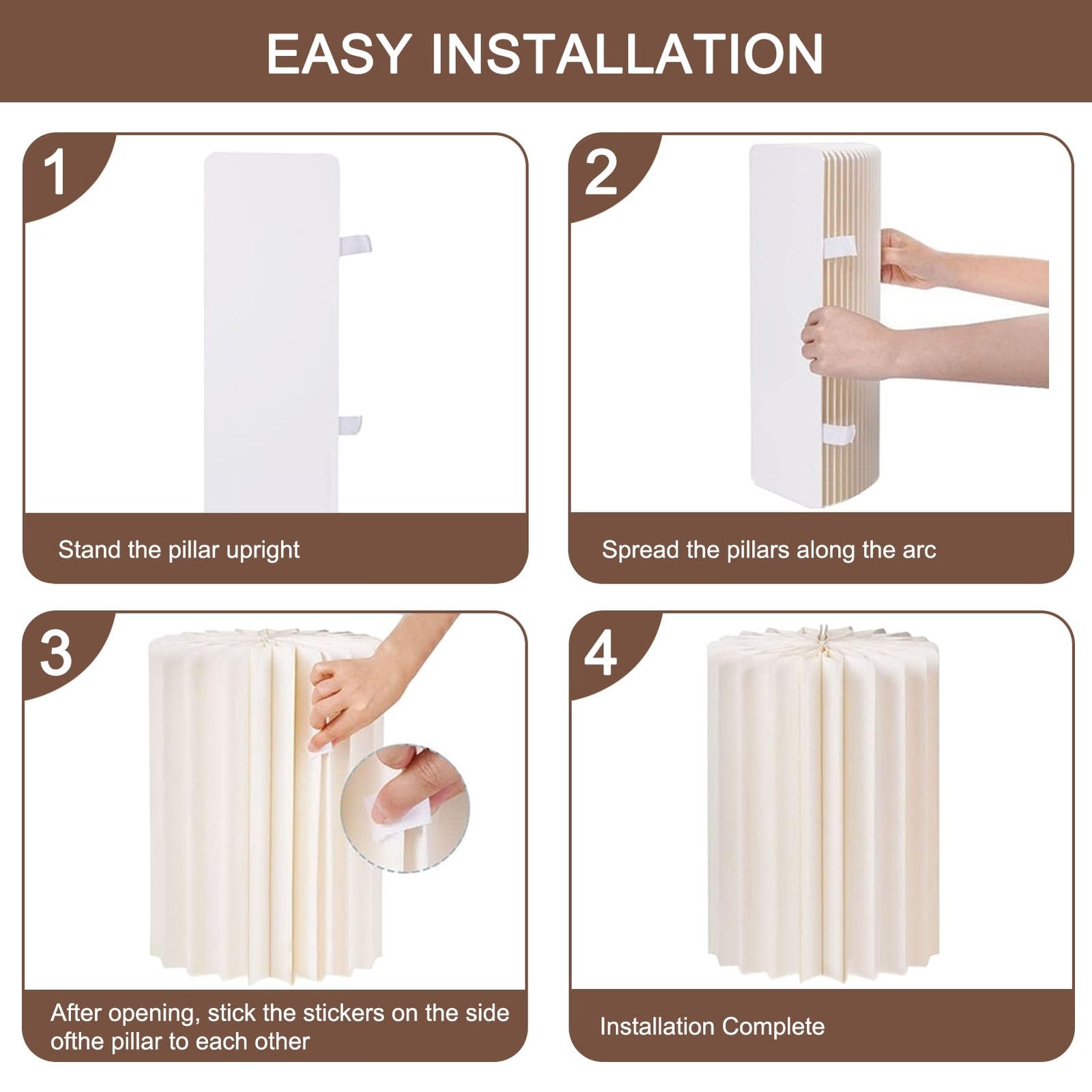4Pack Cylinder Stands for Party, Foldable Cardboard Columns with 4 Clear Roun…