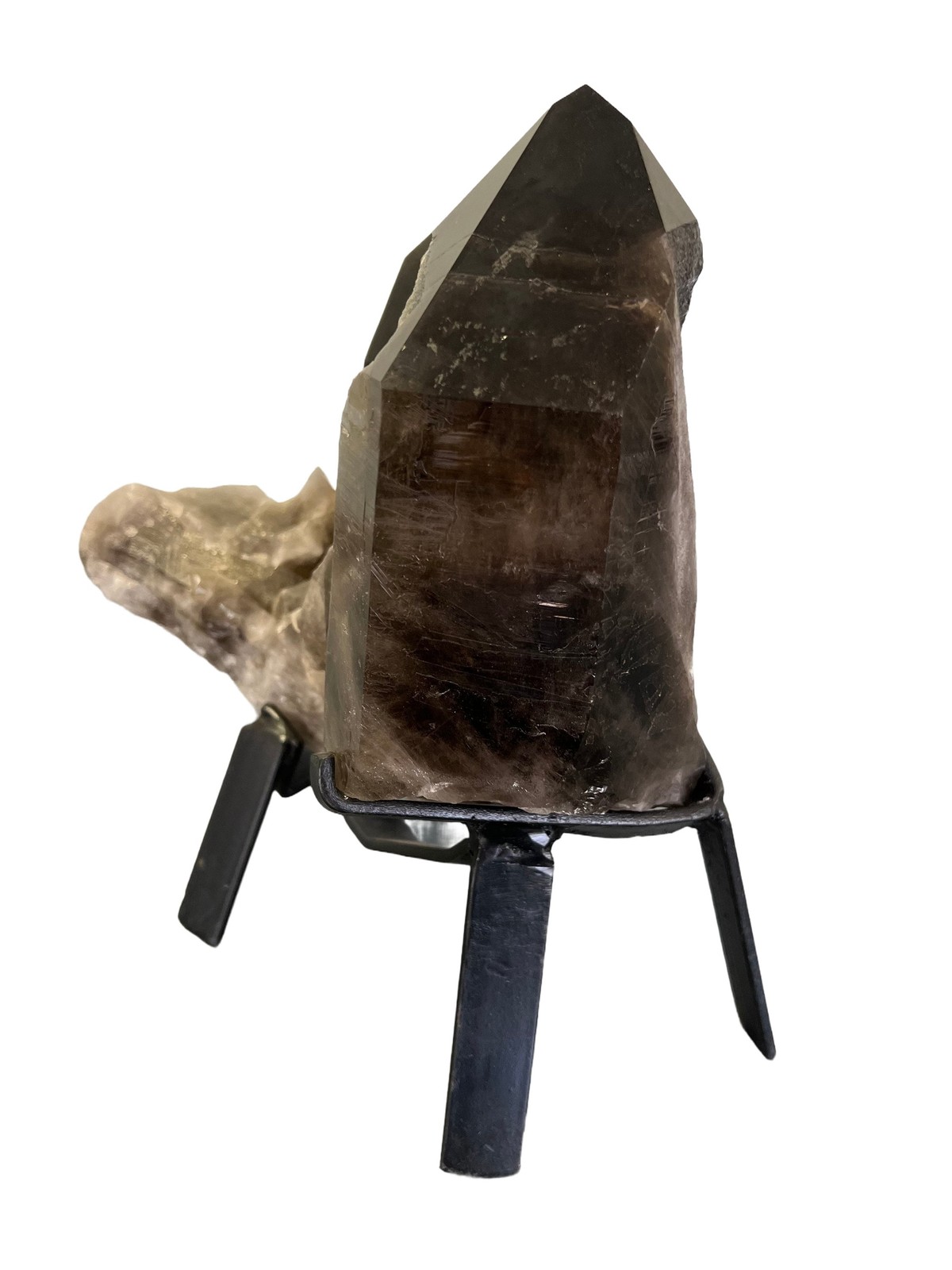 Smoky Quartz on Metal Stand – No.2, Natural Smoky Quartz from Brazil