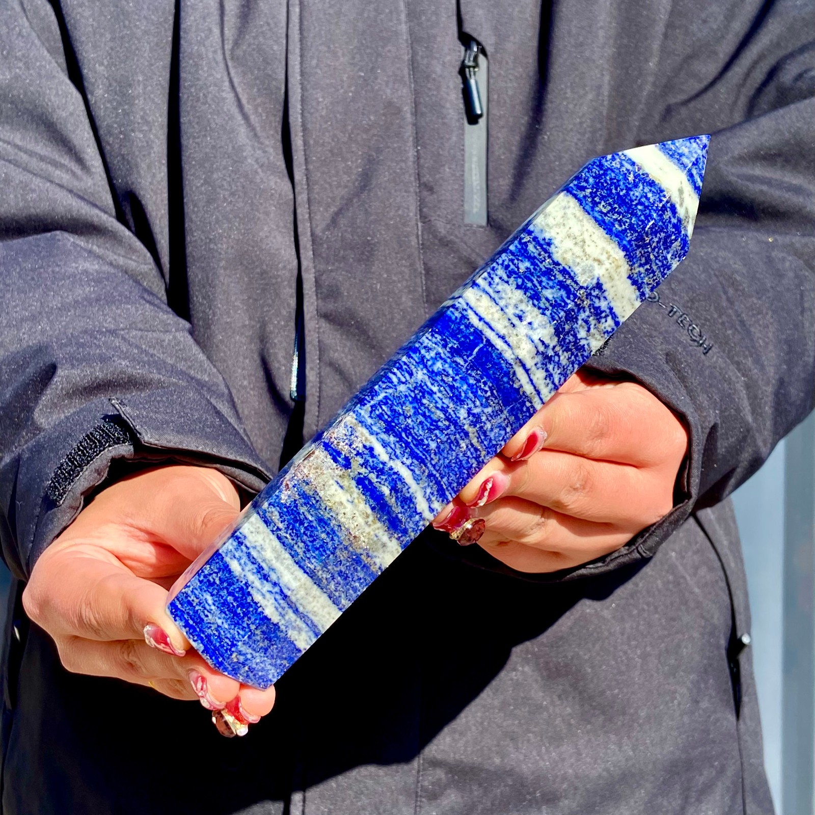 1.23LB Large Natural Lapis lazuli quartz crystal obelisk point wand aura healing