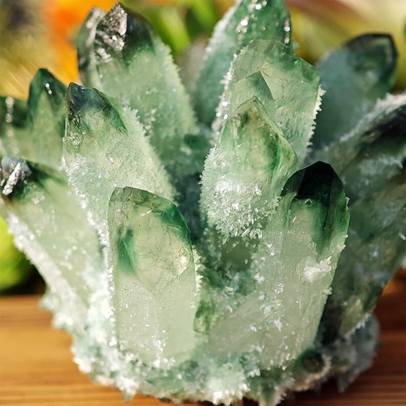 200g+Rare Large Raw Green Phantom Quartz Crystal Cluster Quartz Mineral Specimen