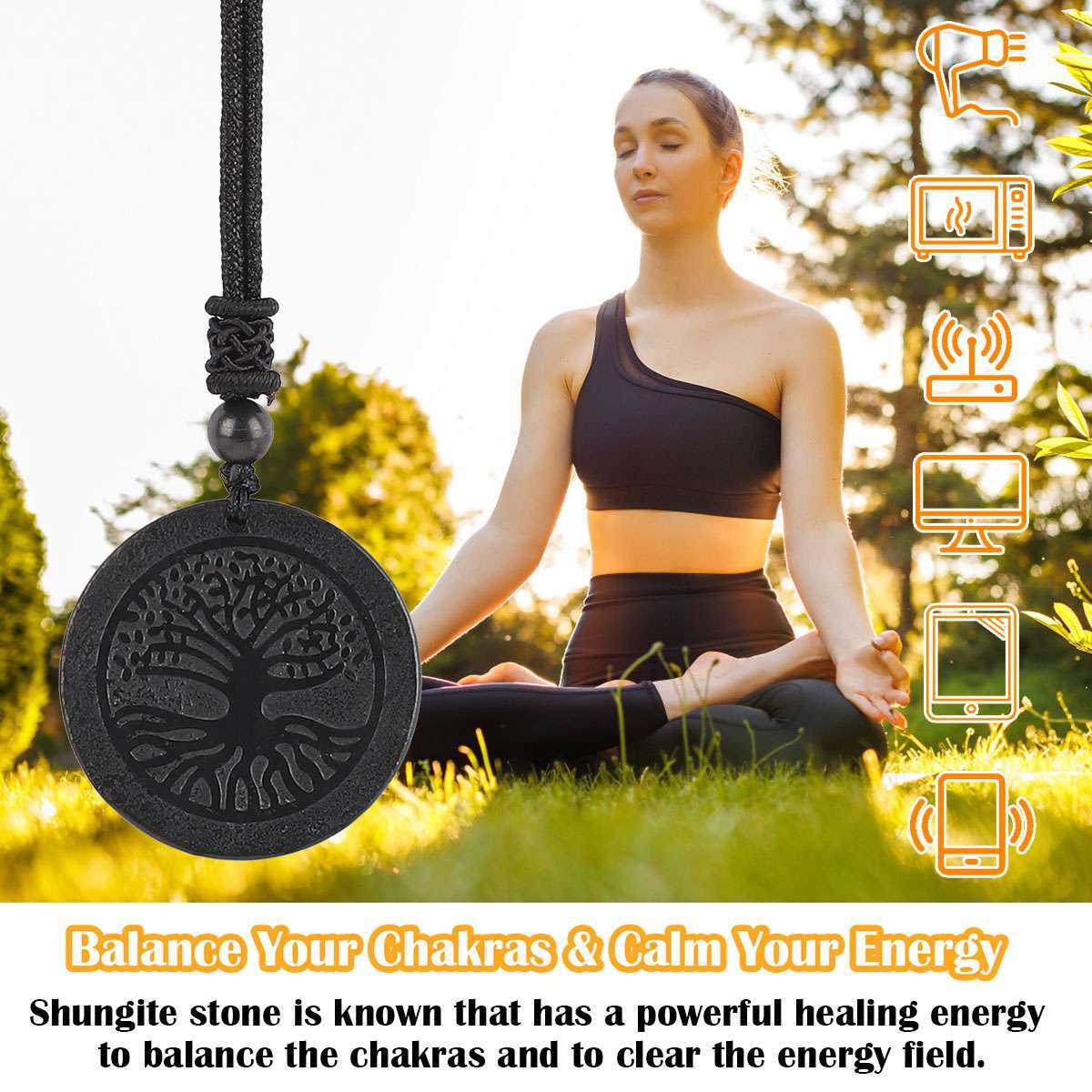 Shungite Natural Stone Pendant Cut Original Healing Crystal EMF Karelia Russia