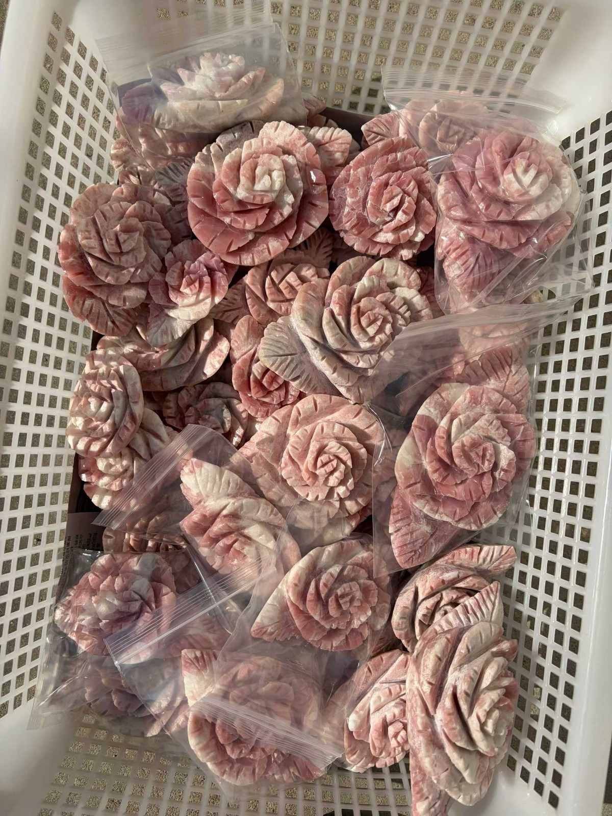 1pc Natural Pink opal Quartz hand-Carved flower skull Crystal Reiki healing gift