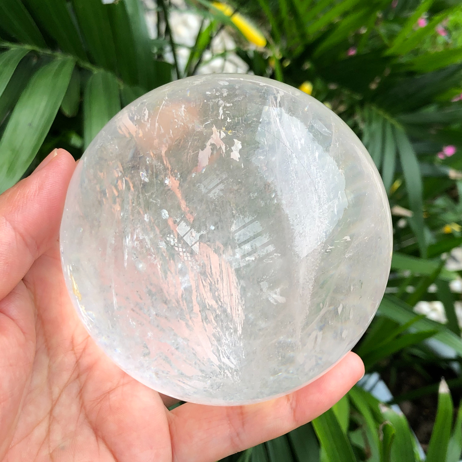 858g white crystal transparent quartz crystal ball Reiki repair 141