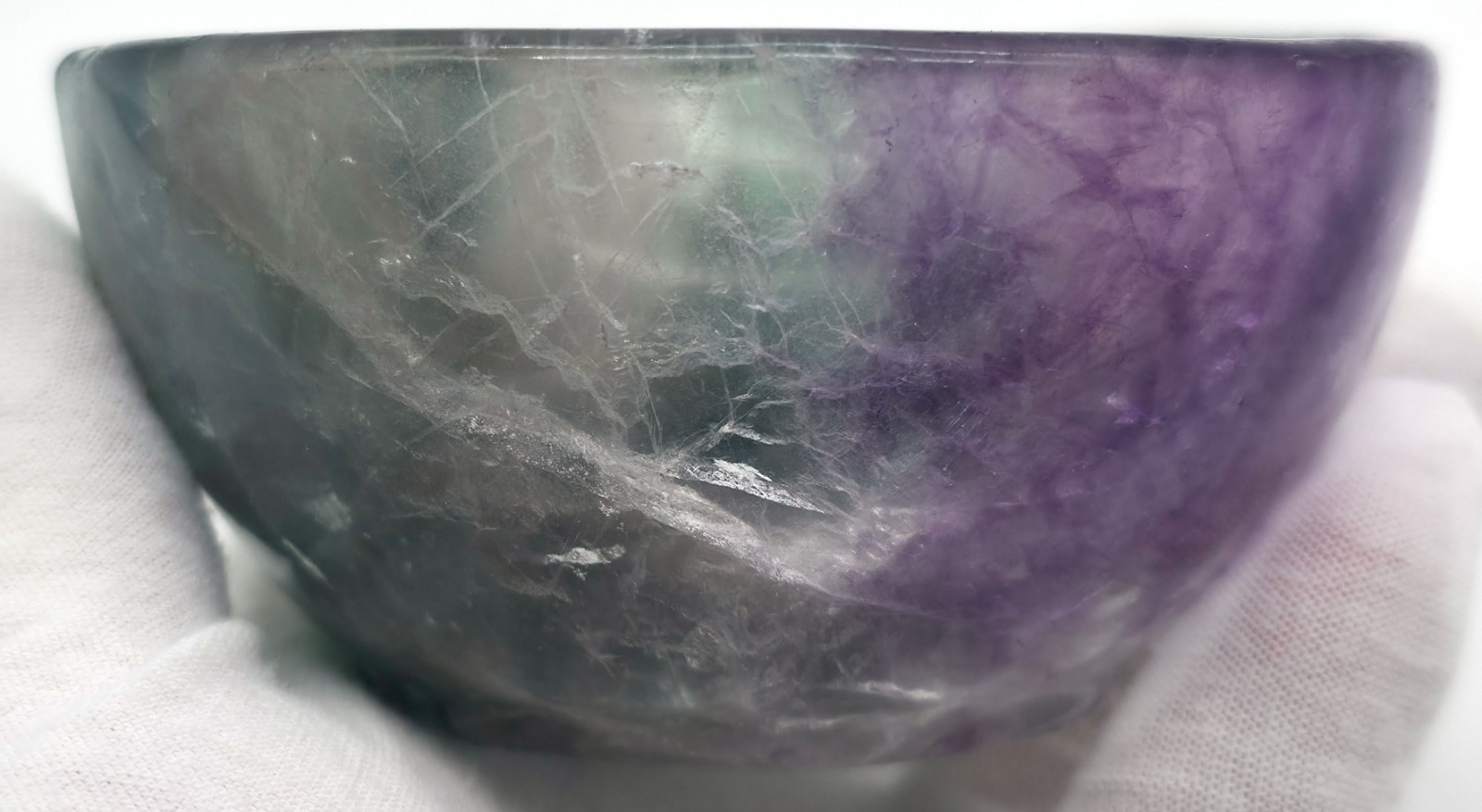 Carved Rainbow Fluorite Bowl Multicolor Crystal Display Specimen