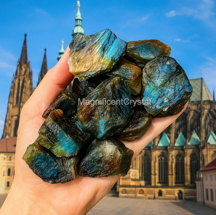 3PCS Raw Labradorite Stone Rainbow Crystal Rough Rocks Healing Gift Art Displays