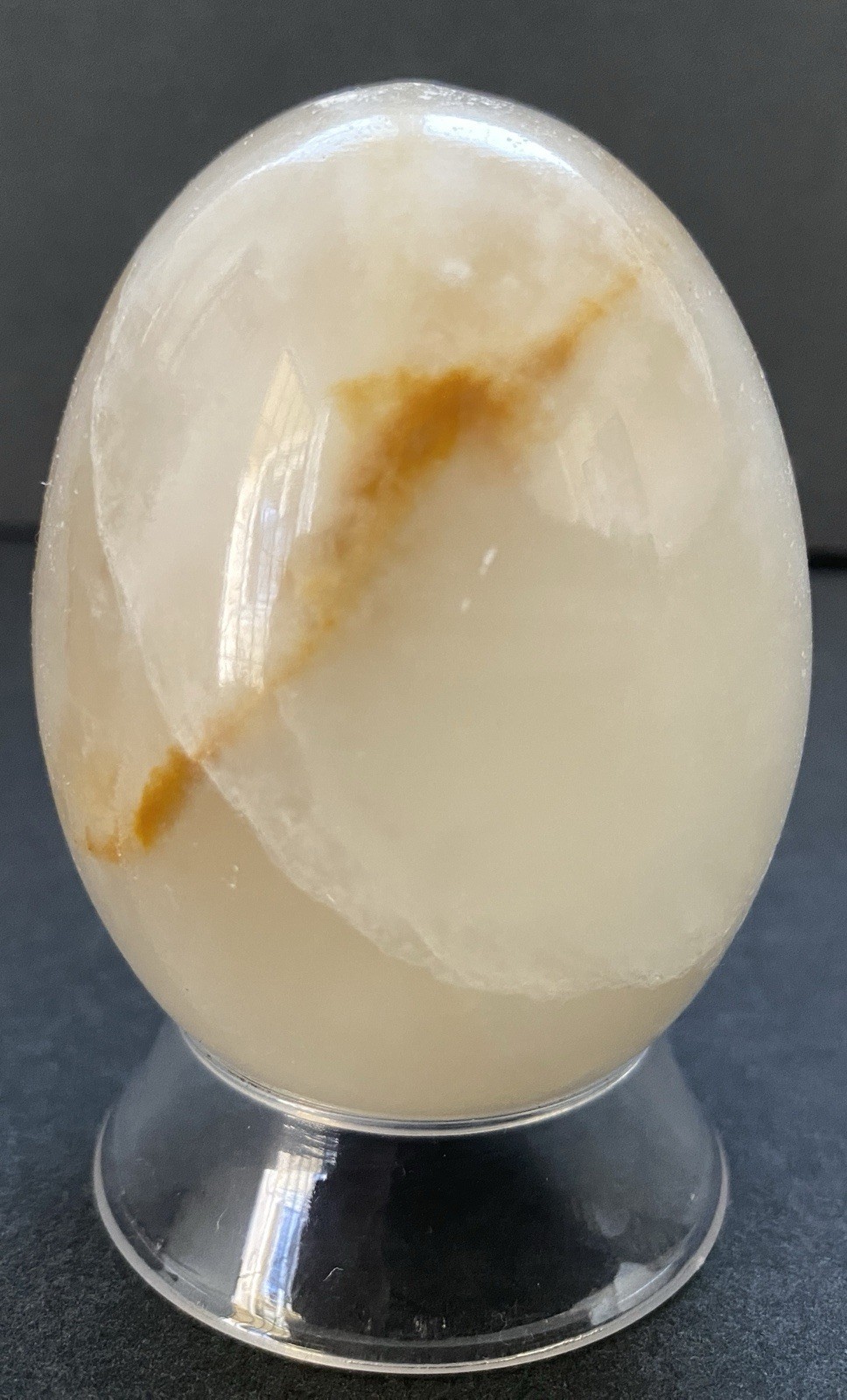 Natural Onyx Stone Egg With Stand Hand Polished Banded Agate Calcite Crystal