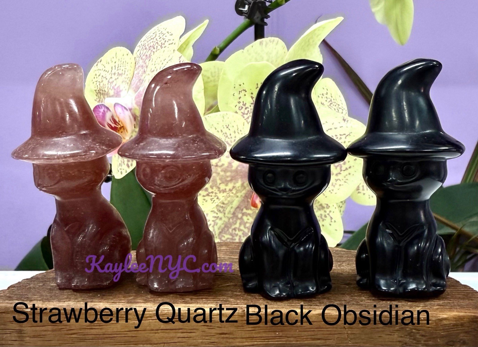 Wholesale Lot 8 Pcs 6cm Natural Crystal Witch Hat Cat Healing Energy