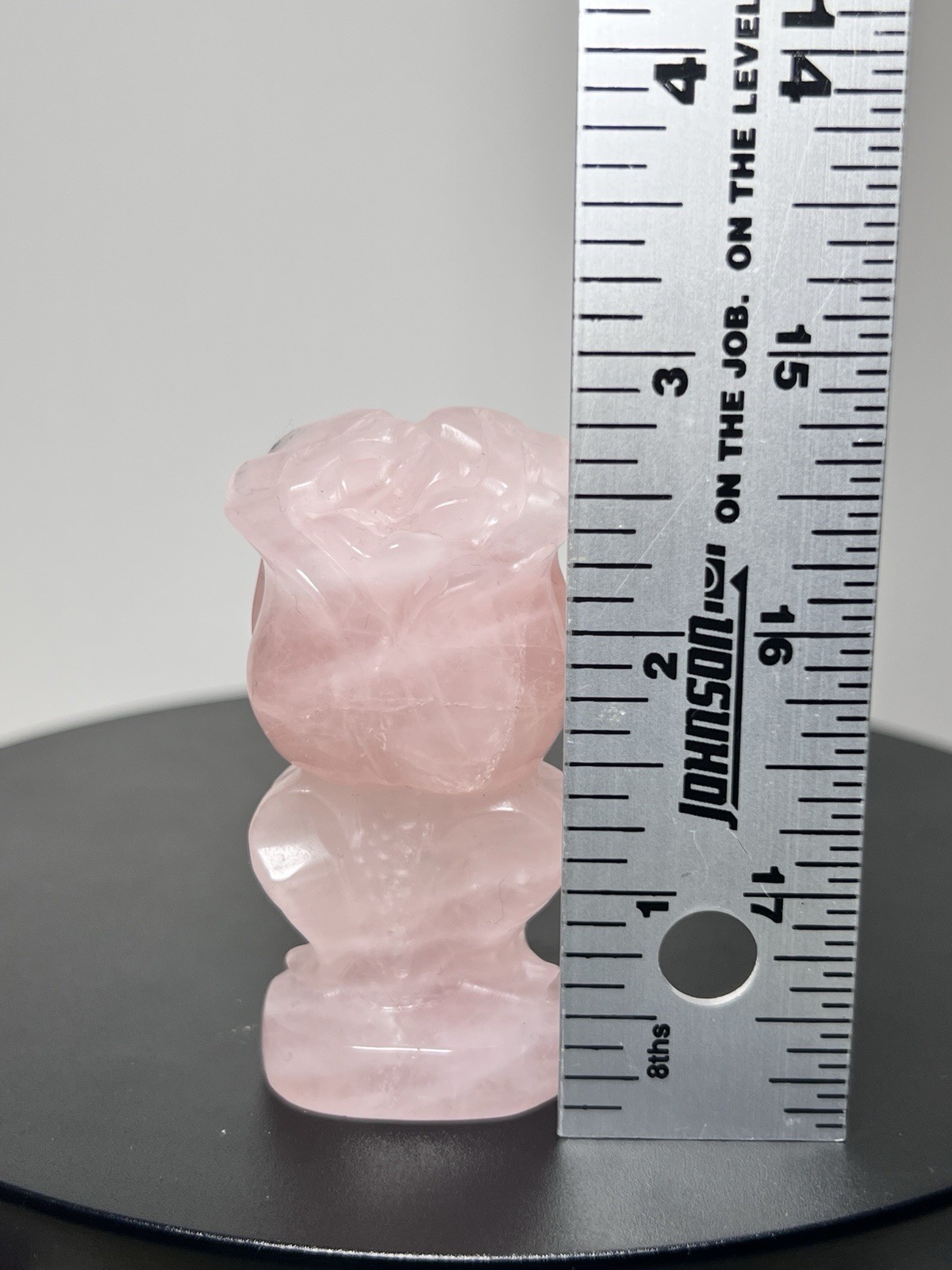 Rose Quartz 4 Piece Set – Heart bowl, Rose, Pyramid, & Sphere (68mm)