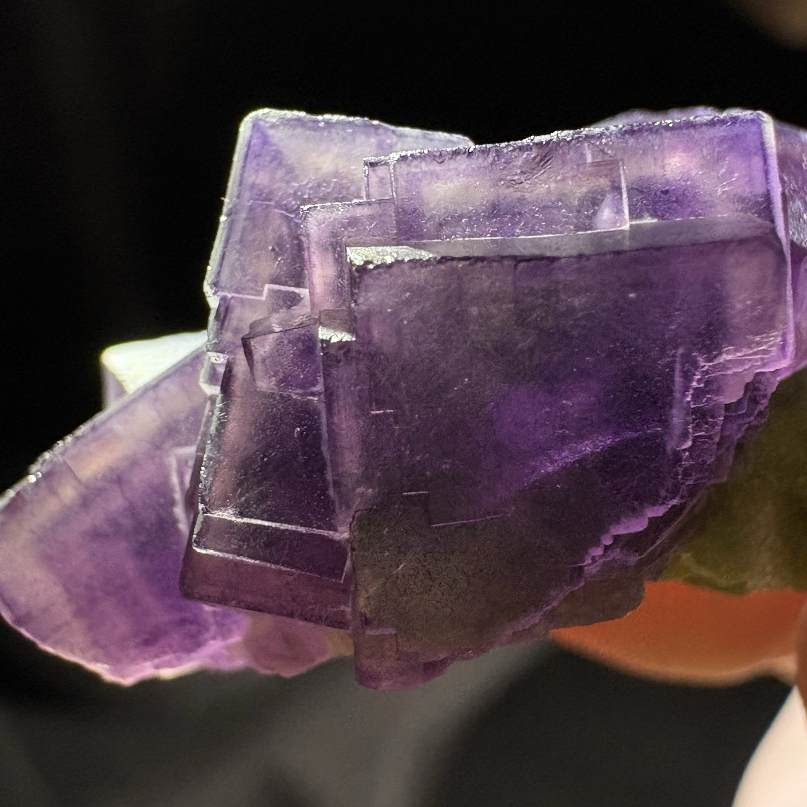 AAA+ Step-Edged Fluorite Recursive Growth Geometric Phantom Raw Mineral Crystal