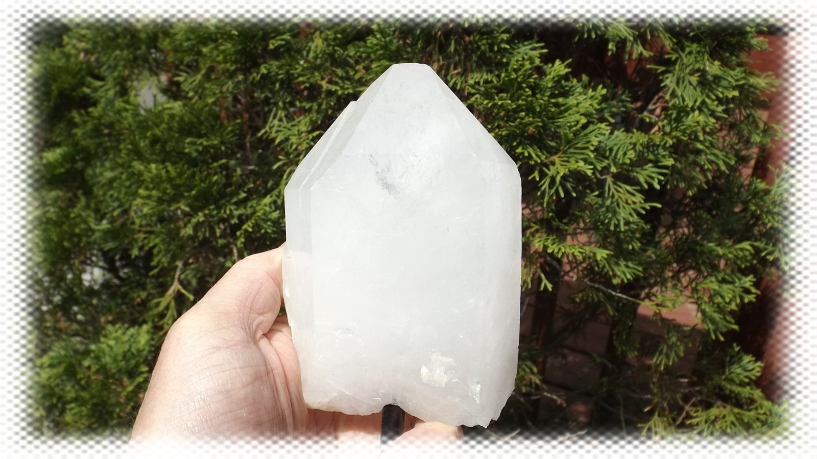 2.0 LB NICE SIZE “A” QUALITY NATURAL TERMINATED QUARTZ CRYSTAL ON STAND