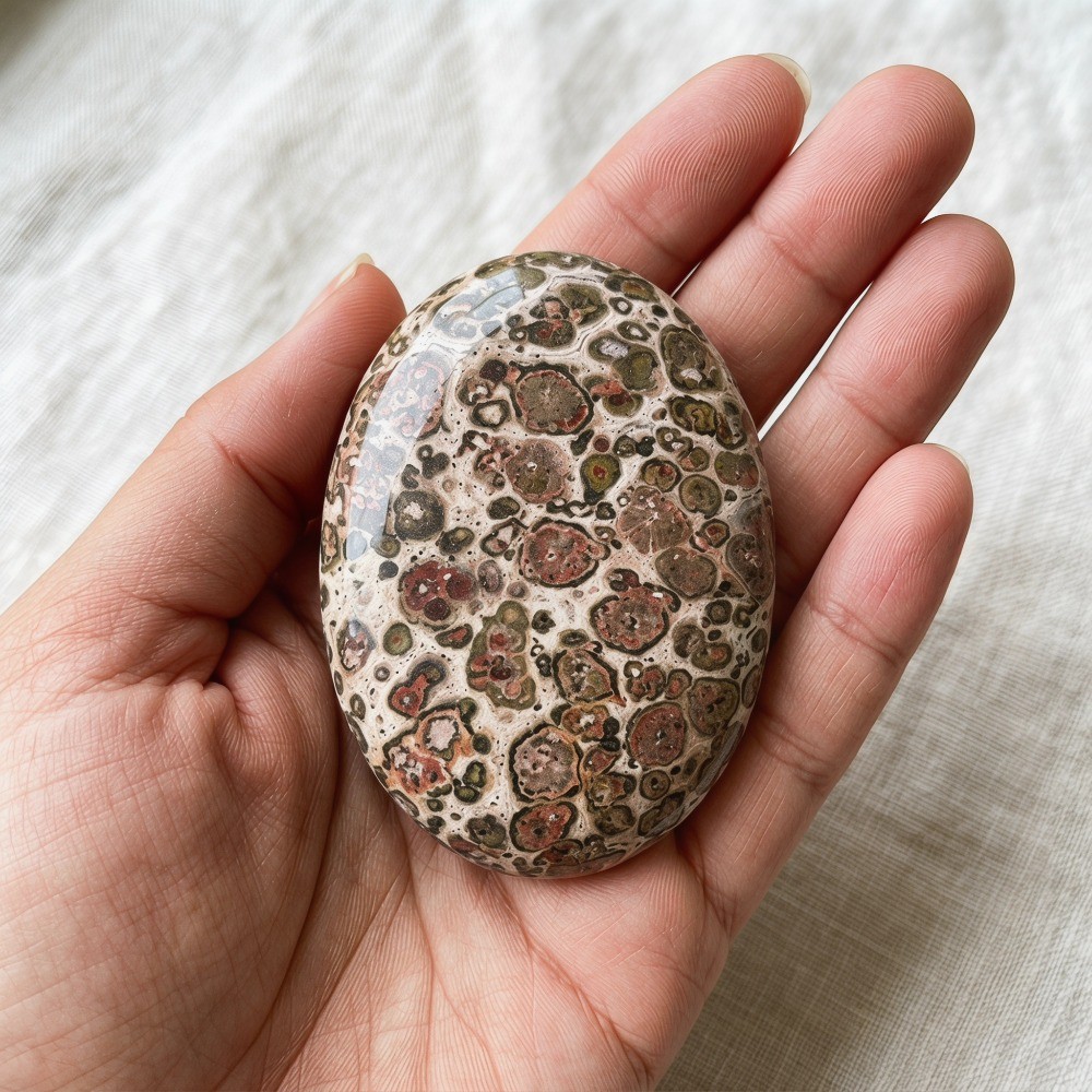 Wholesale 1.97″ Natural Leopard Stone Crystal Palm Stone Healing Decor Gift
