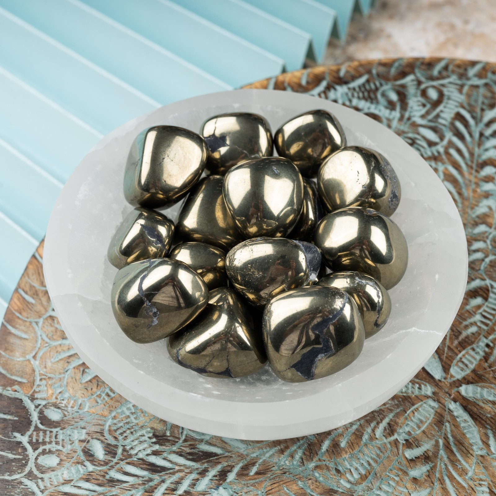 Pyrite Crystal Tumble Stone, Polished Stone for Meditation & Healing