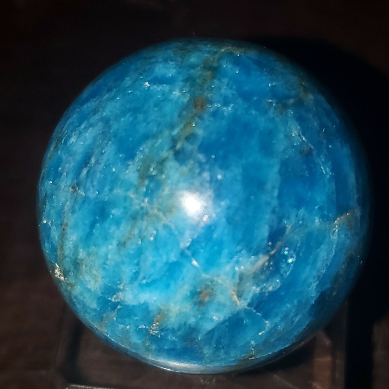 Blue Apatite Sphere Orb Ball Marble 32mm, 55g