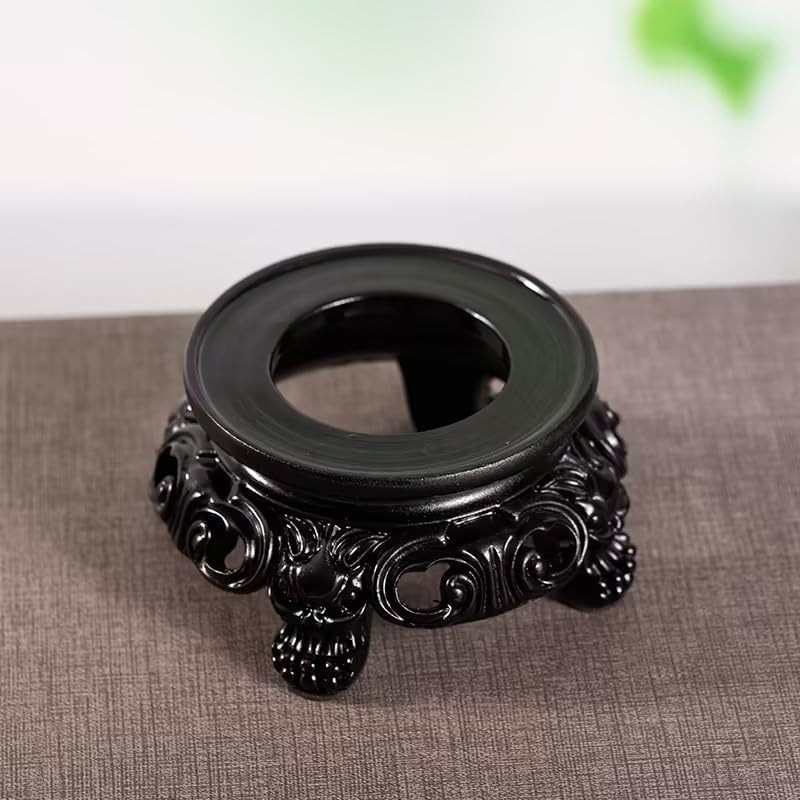 Junfamilee Black Wooden Display Stand for Crystal Sphere Quartz Ball