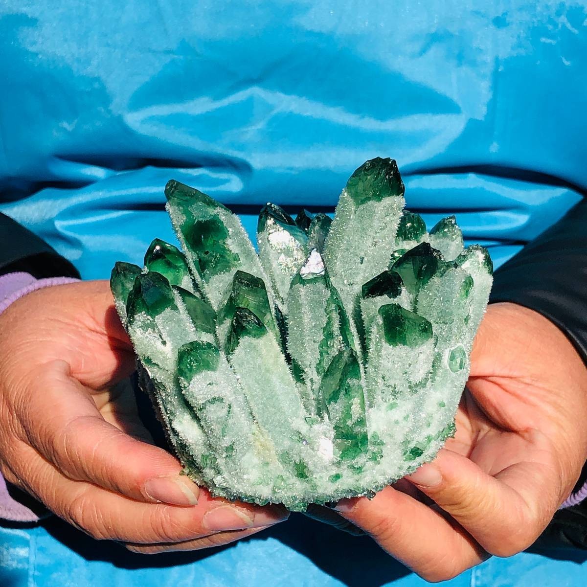 2 piece Lab-Grown Green Crystal Clusters Healing Energy Home Decor 3.03LB