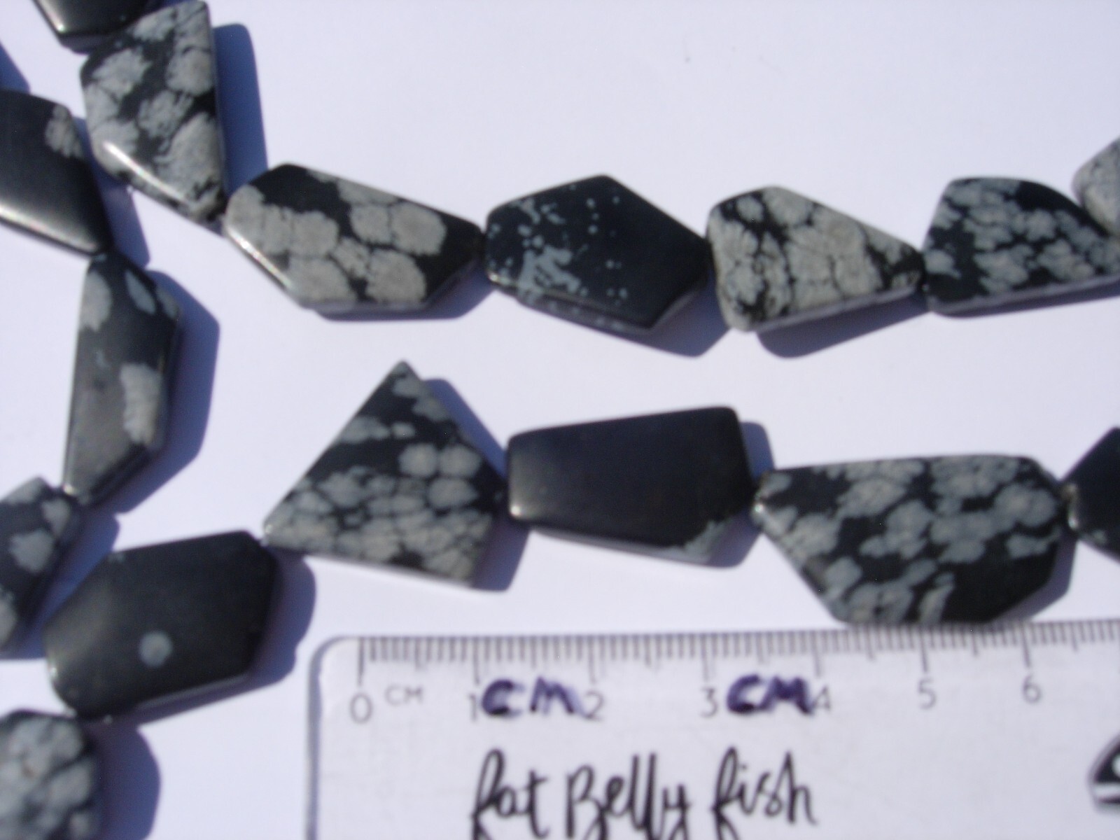 148 grams all 4 four – 16 inch strands of Snowflake Obsidian Beads odd cut sizes