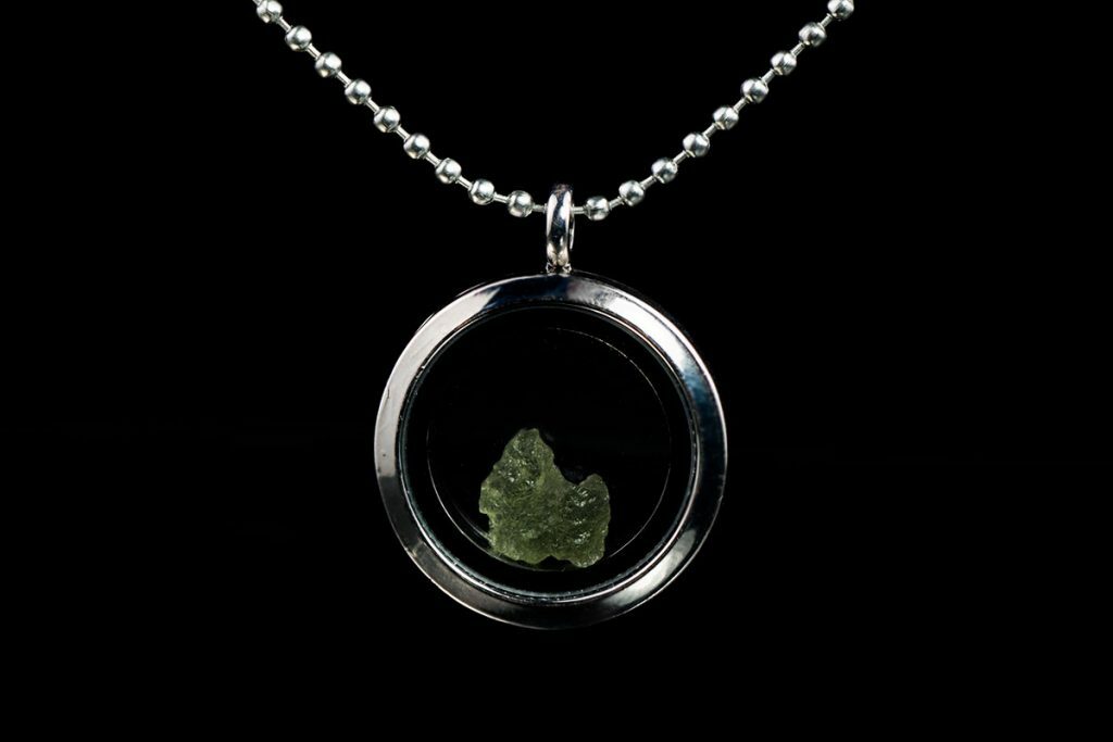 Authentic Moldavite Impact Glass From The Czech Republic in Locket