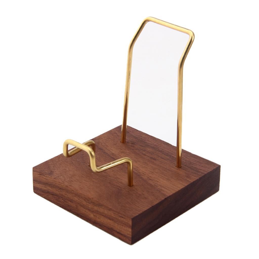 Display Holder – Display Easel Stands for Rock Mineral Agate, Walnut Base