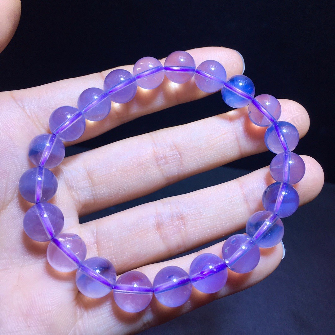 Natural amethyst, lilac and purple cream through-body bracelet