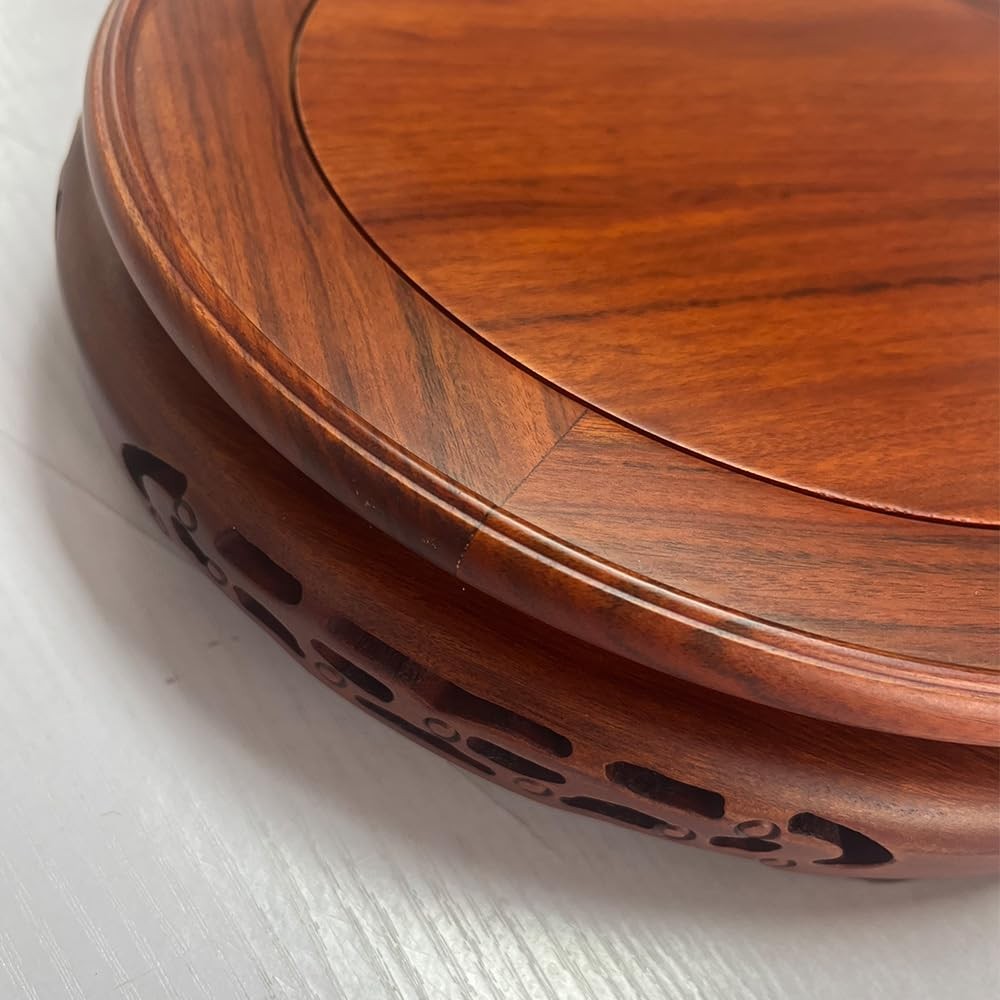 Round Pedestal Display Stand Rosewood Chinese Carving Stable Non-slip Wooden …