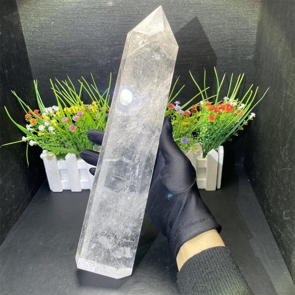 3.7LB 12.6″ Natural A++ Clear Quartz Obelisk Tower Crystal Reiki Decor Rainbow