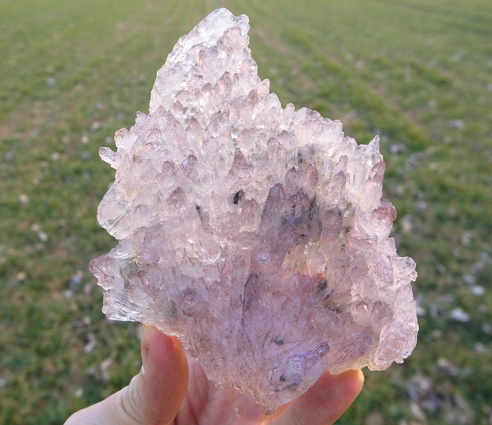 Purple-Lavender Center AMETHYST FLOWERS w/Crystal ClearTips Brazil for sale