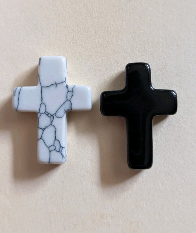 1″ Mini Crystal Crosses Natural Quartz Cross Shaped Worry Stones Charms – #15