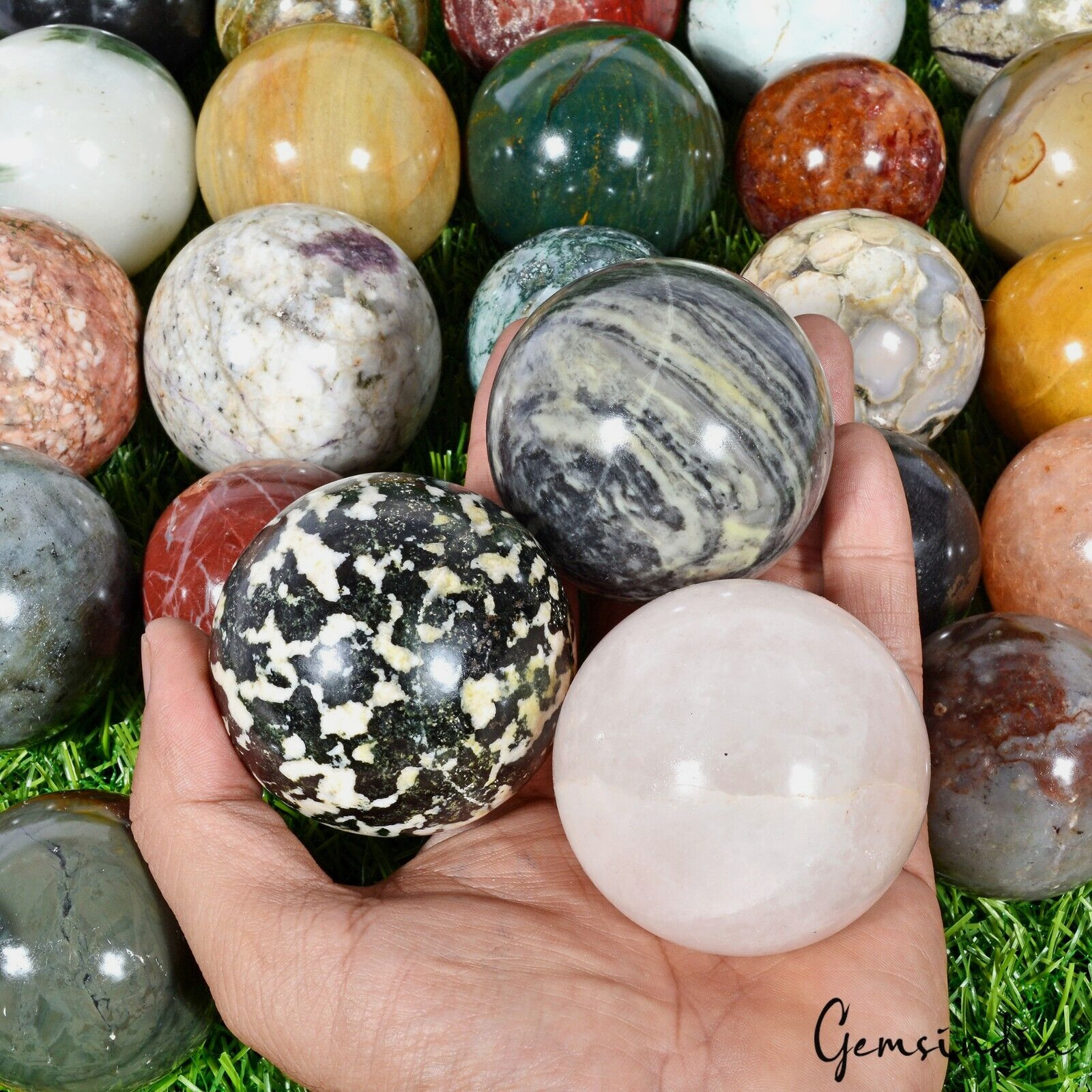 6.4 Kg/24 Pcs Natural Untreated Bi Color Multi Gems Huge Sphere Wholesale Lot