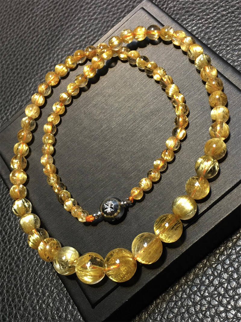 Top Natural Rutilated Quartz Healing Crystal Bracelet Necklace Reiki Gift 30.8g