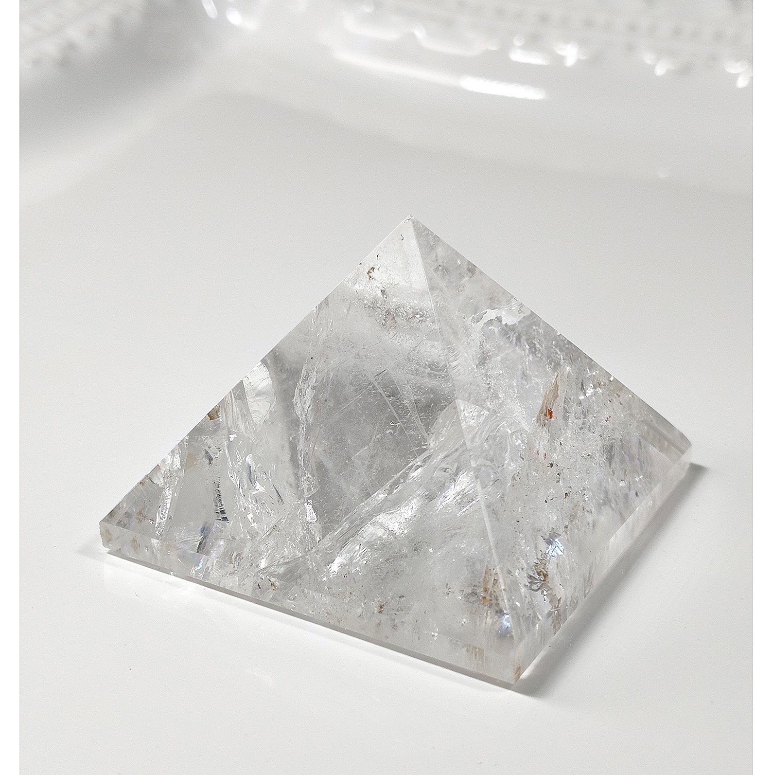 Natural Clear Quartz Crystal Pyramid 4-Sides Polished Specimen Reiki 54mm 130g