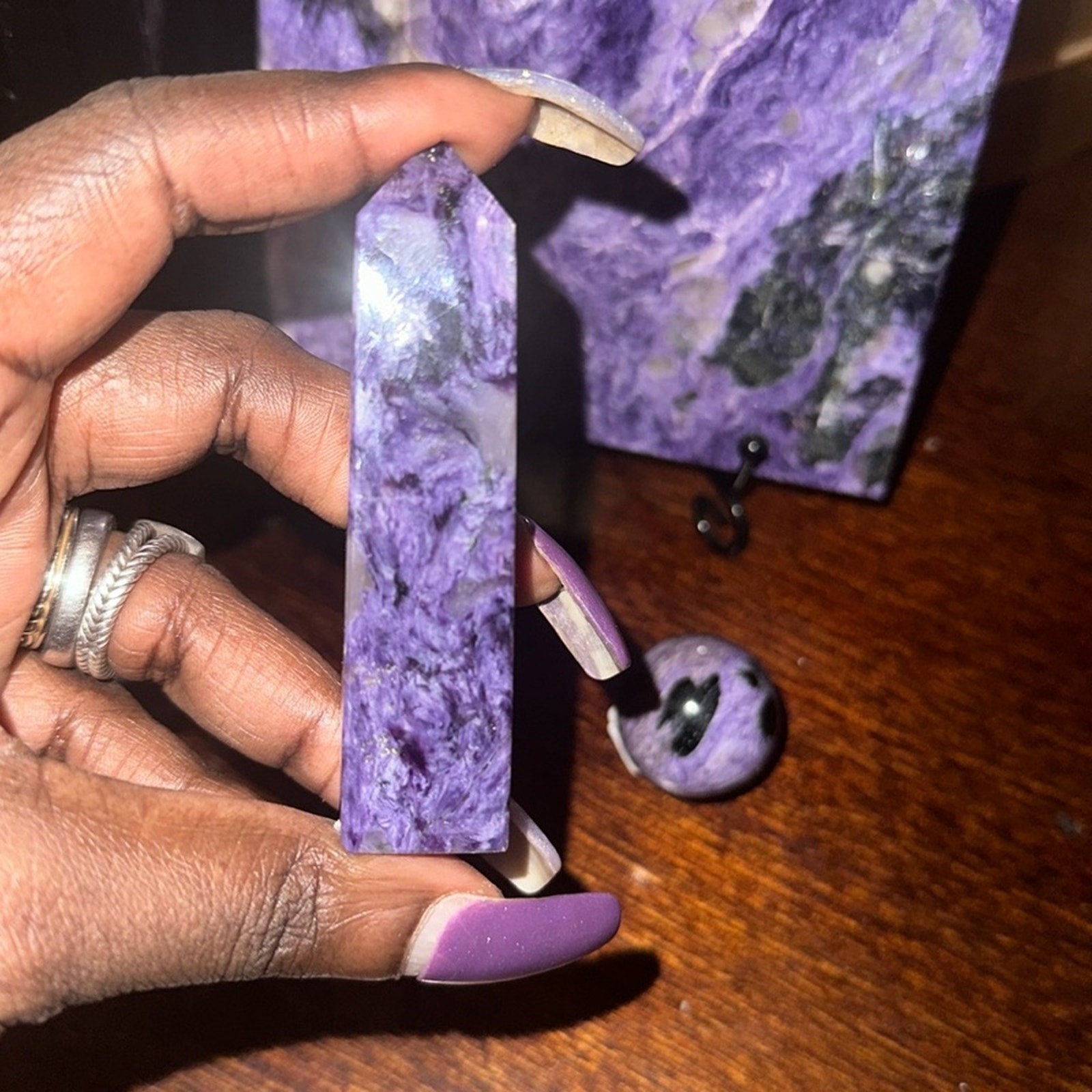 Charoite Set – Slab, Sphere, Tower – CHAROITESET-001