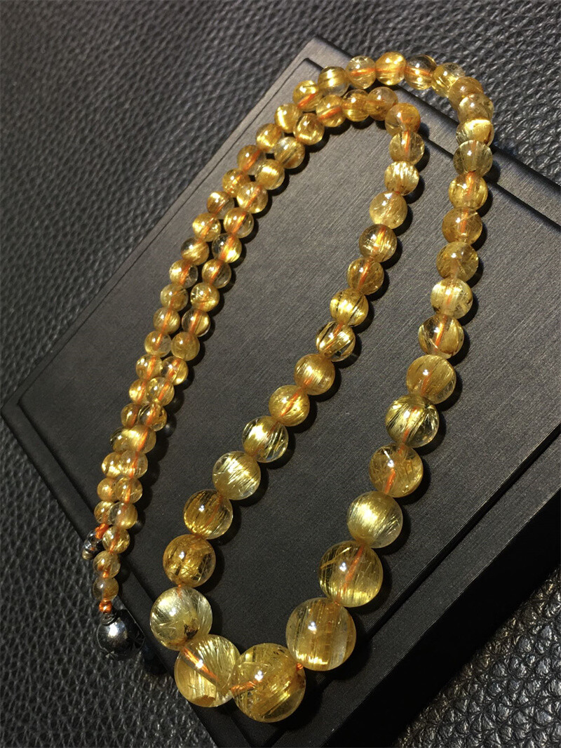Top Natural Rutilated Quartz Healing Crystal Bracelet Necklace Reiki Gift 30.8g