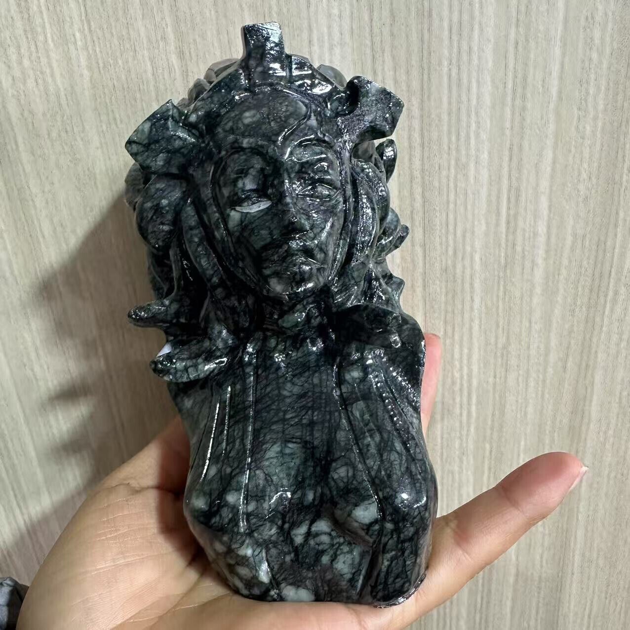 1.98LB natural hsiuyen jade engraving skull crystal healing energy gift