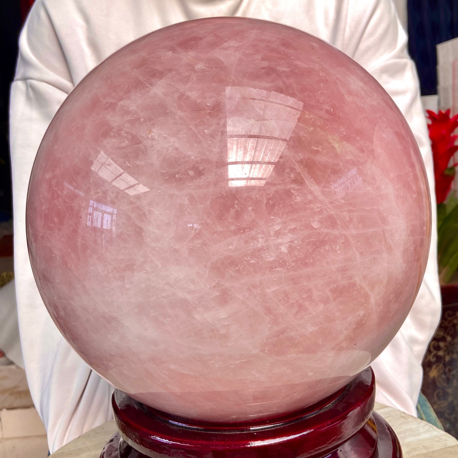 66.13LB Natural Crystal Pink Rose Chakra Quartz Sphere healing ball Specimen