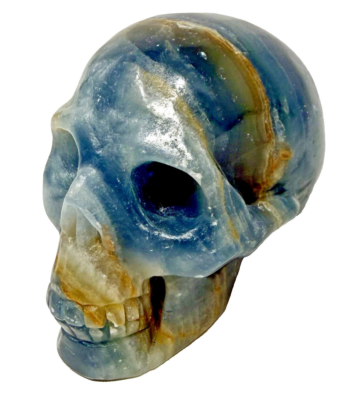 574g Blue Onyx Skull Crystal Beautifully Carved And Polished