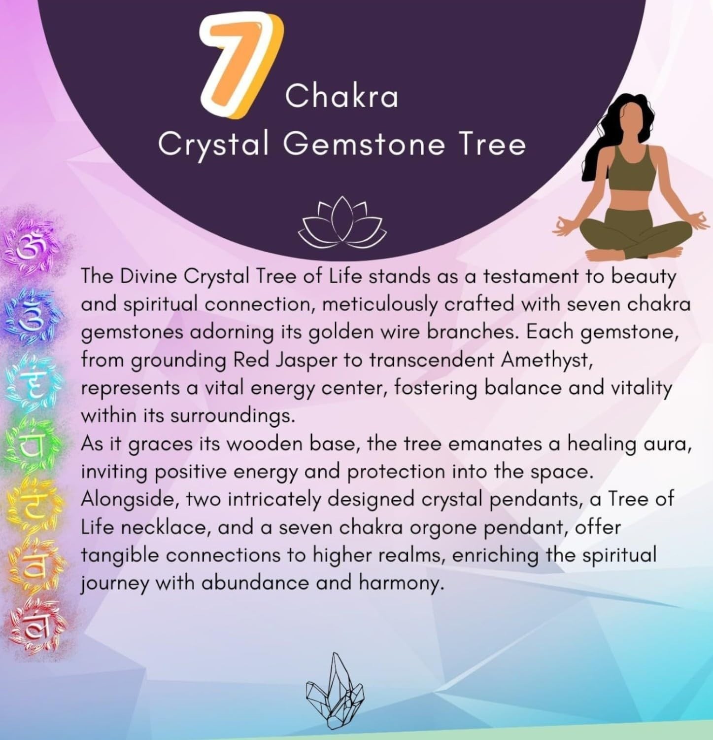 Crystal Tree 7 Chakra Tree of Life with Seven Gemstones Spiritual Gift for Women