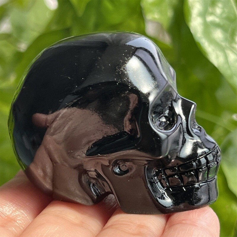 2″ Natural Obsidian gem skull Quartz Carved Crystal Skull Reiki Healing 1pc