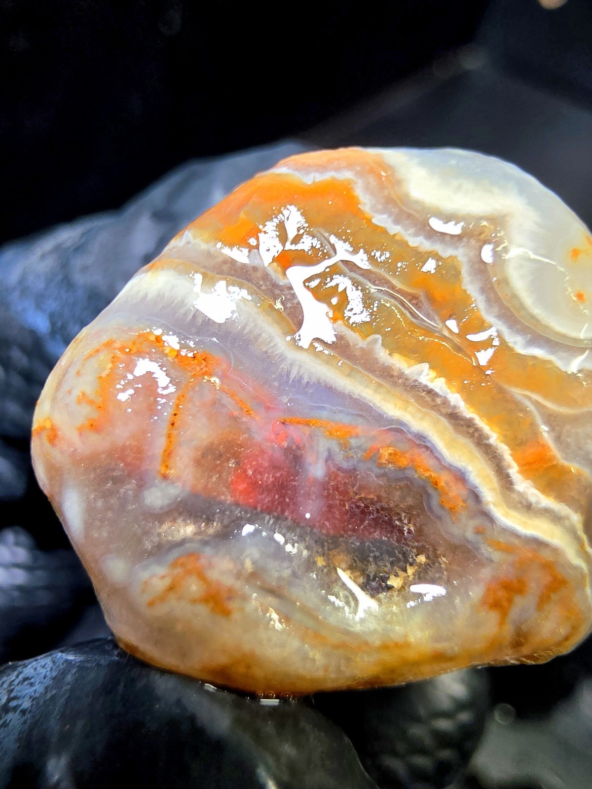 Lake Superior Fragmented Membrane Agate In Blue Chalcedony & Amethyst Quartz 1oz