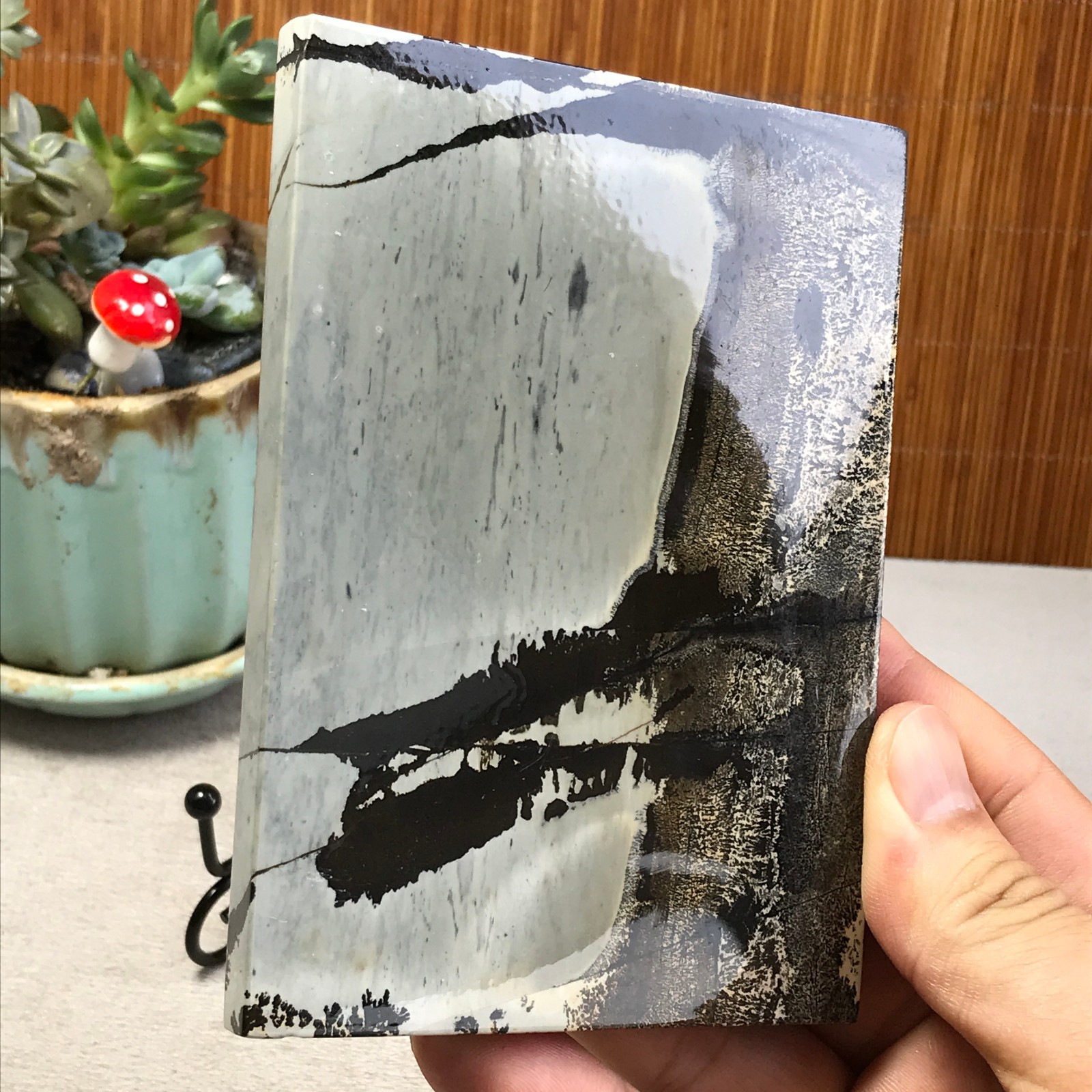 240g Natural Chinese painting stone crystal ornaments for home decoration A6411