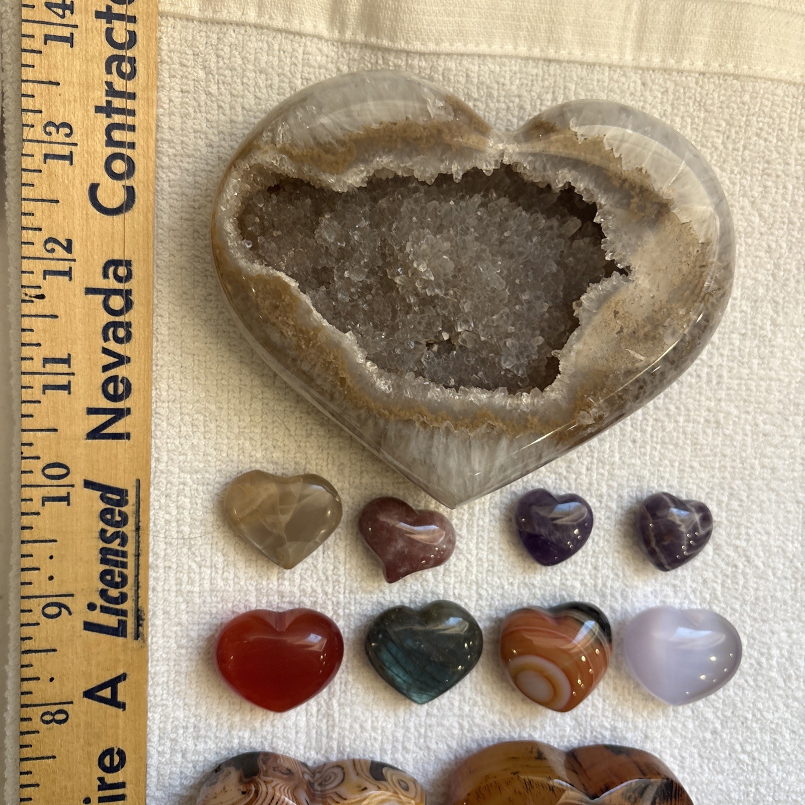 Lot Of 15 Crystal Hearts Agate Druzy Carnelian Sardonyx Cats Eye Moonstone Amy