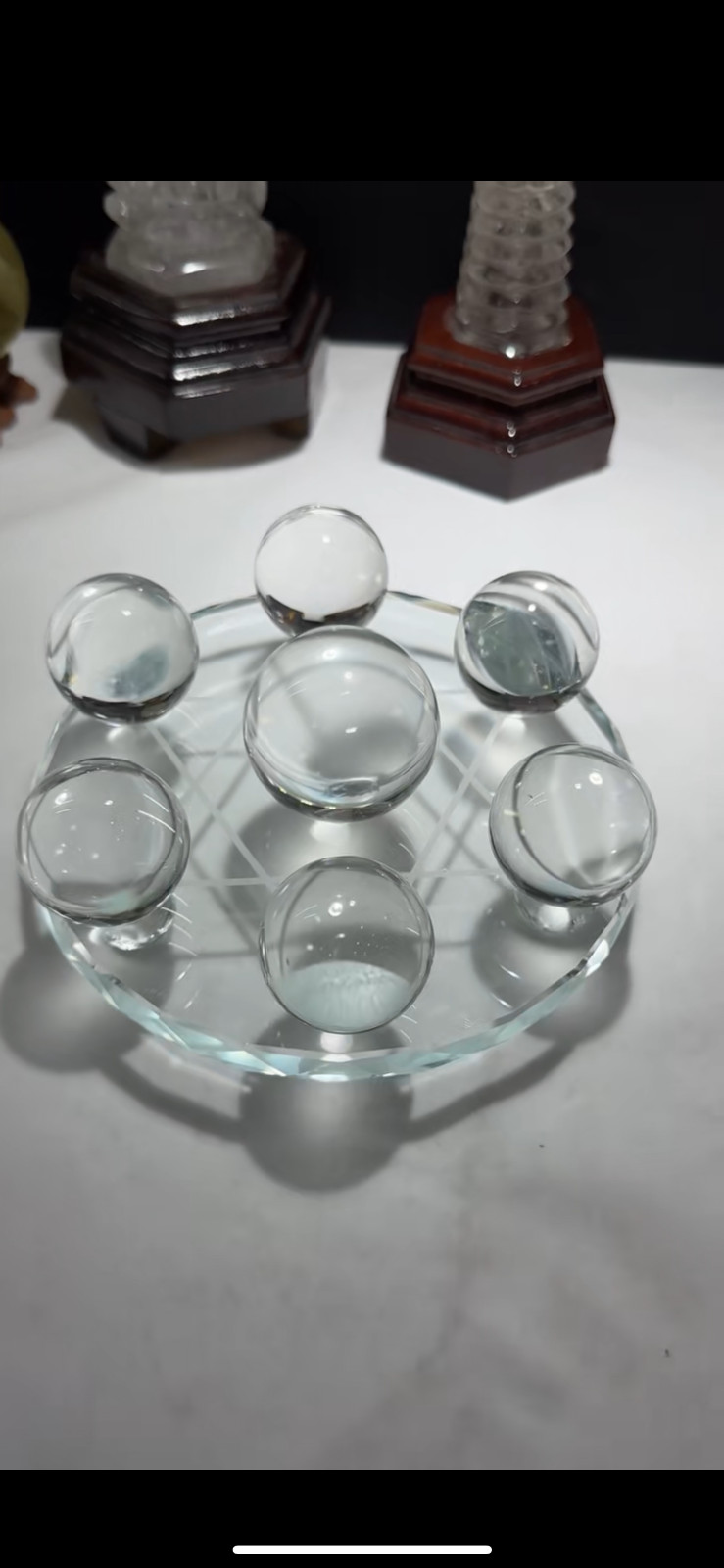 TOP Natural clear quartz ball carved crystal sphere Seven Star Group+stand 7PC