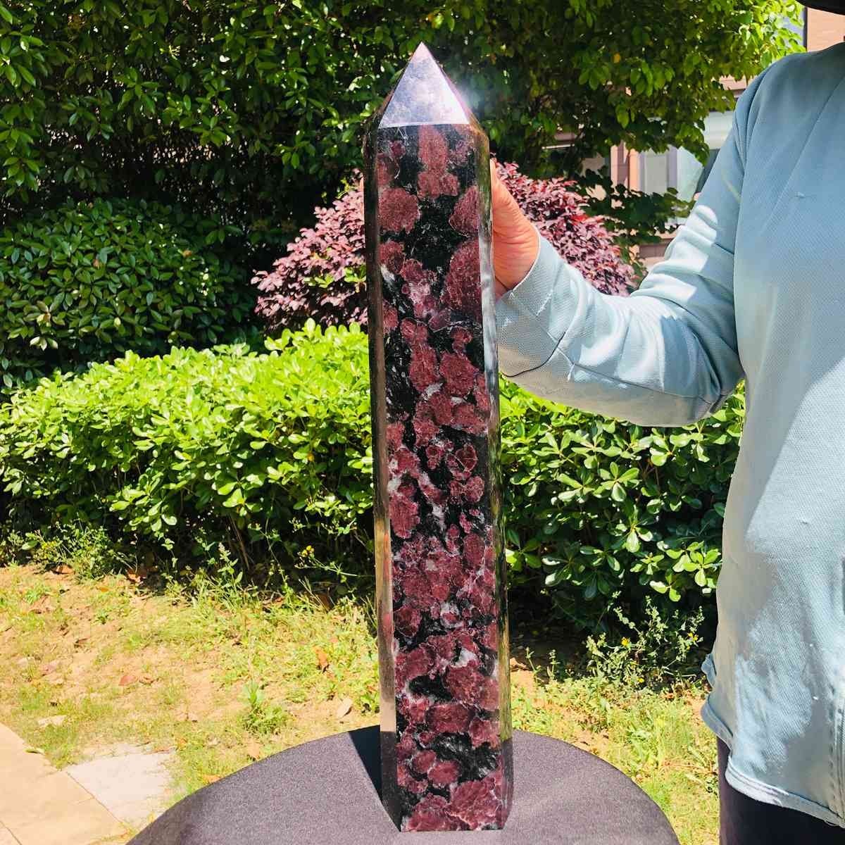 16LB Natural Garnet Fireworks Obelisk Quartz Tower Crystal Wand Point Healing