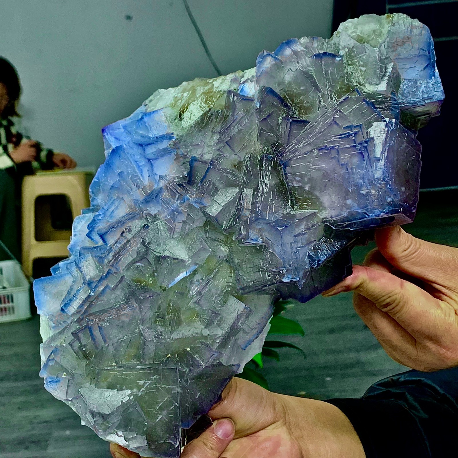 9.57LB Natural purple QR code fluorite cubic crystal mineral specimen