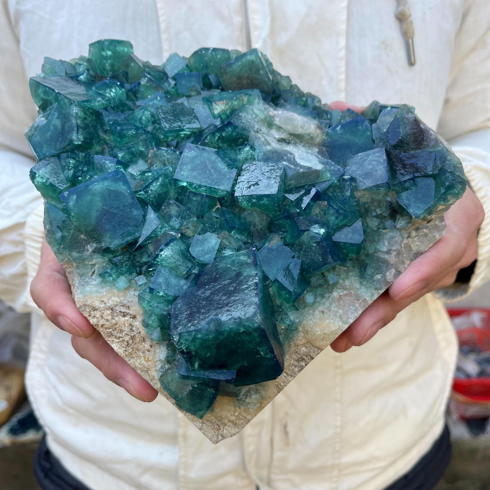 8.2lb Natural cubic green fluorite crystal clusters rough specimen Madagascar
