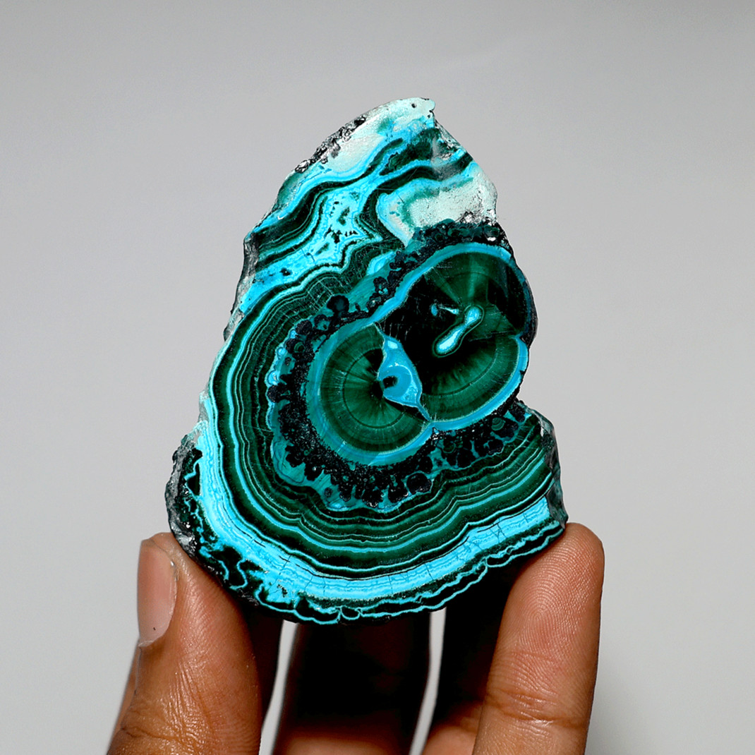 The Seer’s Stone — Orbital Chrysocolla Malachite Gem Slab — Banded Mineral Slice