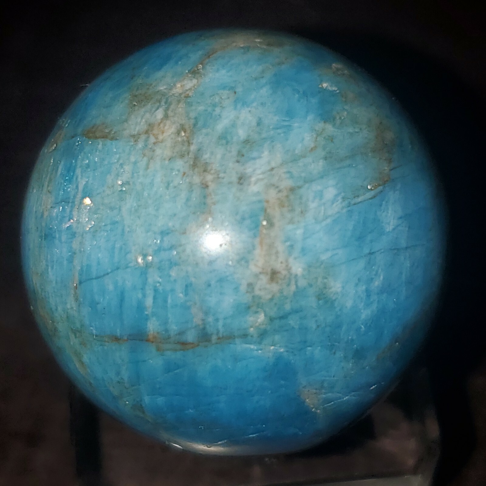 Blue Apatite Sphere Orb Ball Marble 32mm, 55g