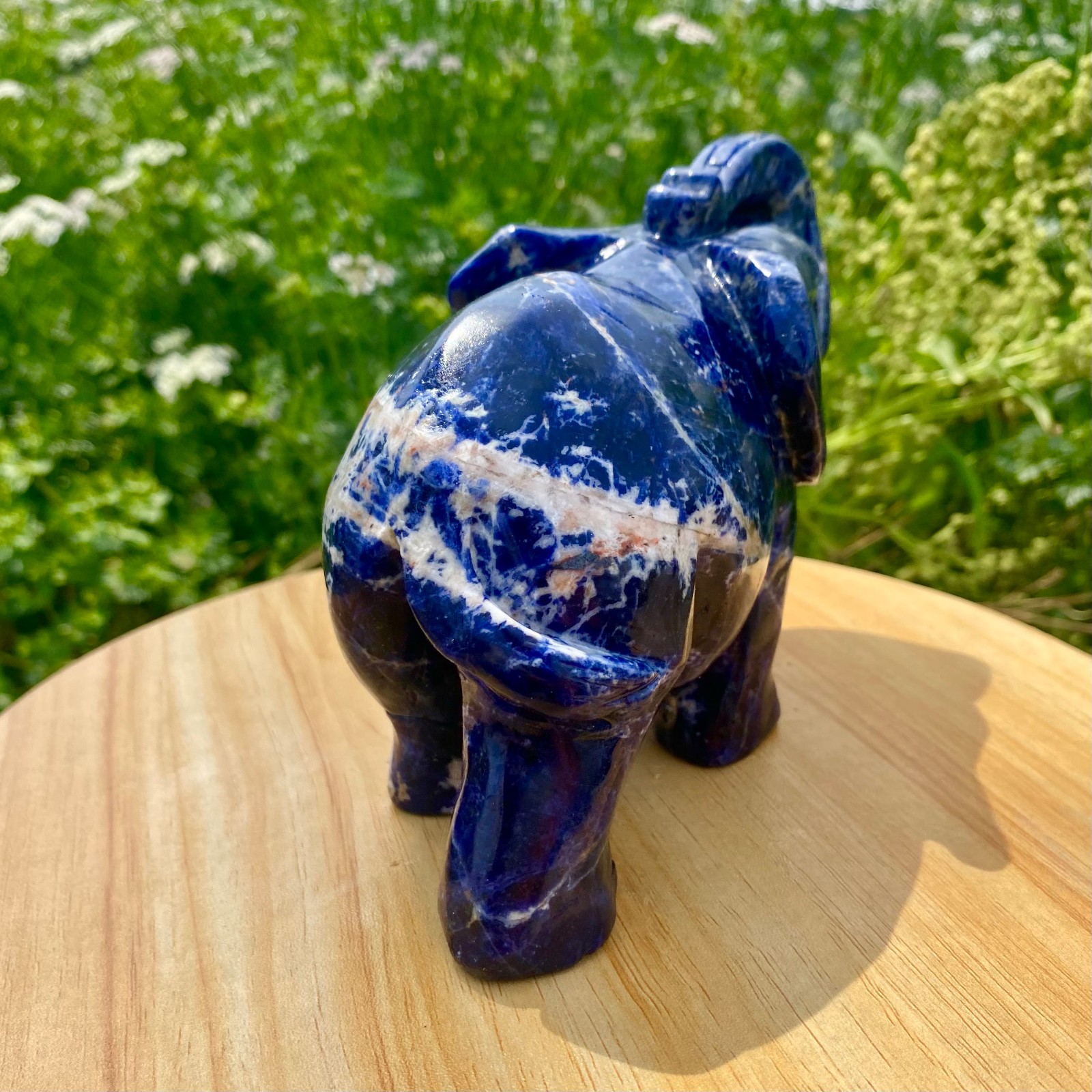 2.86LB Natural blue patterned stone carving image