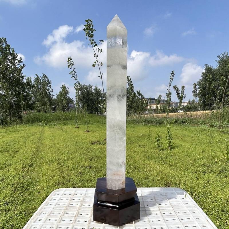 16.19LB Top Natural Clear Quartz Obelisk Crystal Tower Wand Point Reiki healing