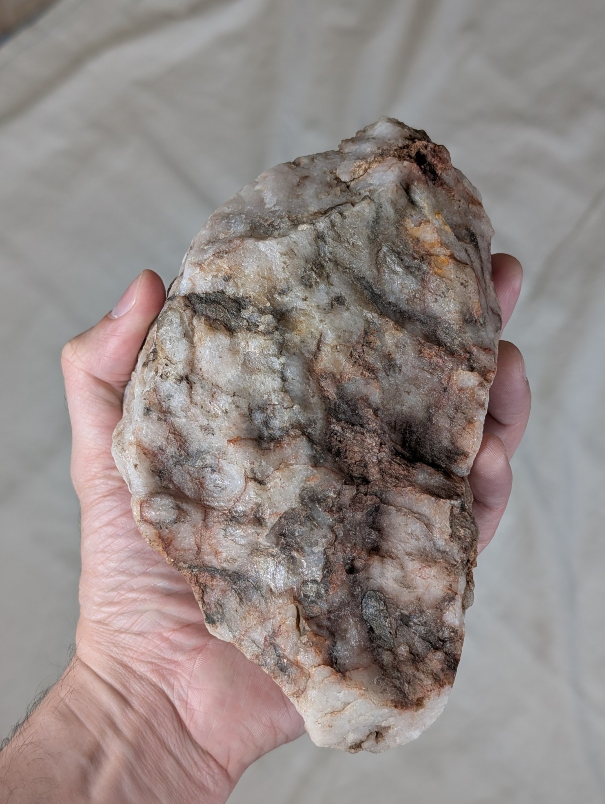 1.74kg Milky Quartz Raw Rock Natural Opaque Crystal Geode Red/Brown